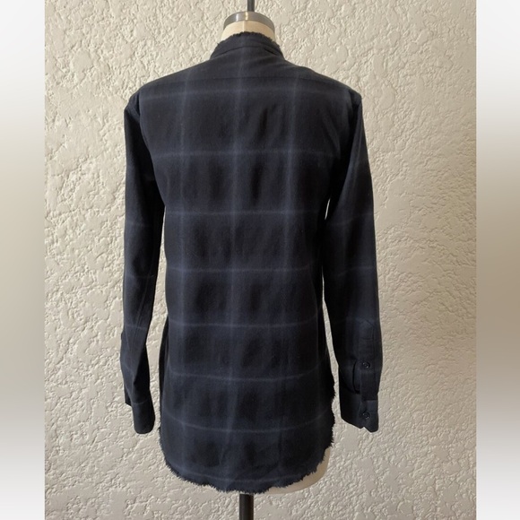 Helmut Lang Plaid Wool +Cashmere Distressed Plaid Blouse - Picture 4 of 9